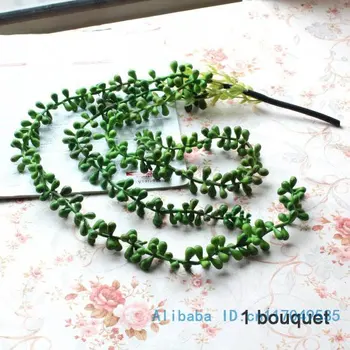 1 БР. Изкуствени Пластмасови Зелено Растение Перла Chlorophytum Домашно Сватбена Украса Подарък F109