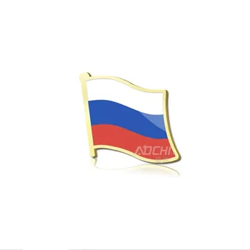 2 бр Националните флагове икона яка емблема на Русия Америка ООН златно покритие цветно 18 мм x 19 мм икона с различни знамена