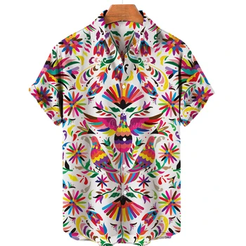 2022 Чиста Графична 3D Мъжка Риза, Набухающая Хавайски Лятна Риза, Европейският Обикновен Плажен Топ, Модерна Риза с Къс Ръкав