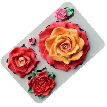 5 видове стилове, 3D форма за печене на торти с фондан под формата на рози, Инструменти за украса на торта, Сладкарски инструменти, Кухненски Принадлежности SQ16327