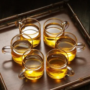 6 бр./lot, 100 ml, прозрачна боросиликатная мини-чаена стъклена чаша, чаша за водка и вино