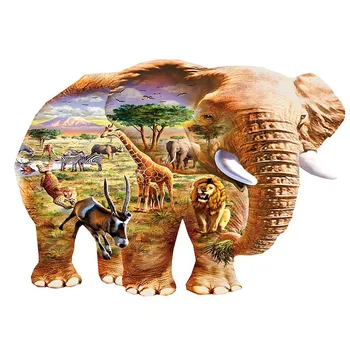 A3 Животно Дървена Пъзел Паун слон, кон, Дърво Пъзел Дървена Пъзел Забавни Играчки За Деца И Възрастни