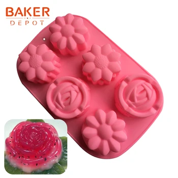 BAKER DEPOT Силиконова форма за печене на сладкиши, на пудинг, цвете, ръчно изработени сапуни, форми за печене на кекс, инструмент, ледена хляб, сапун, форма за печене на торта