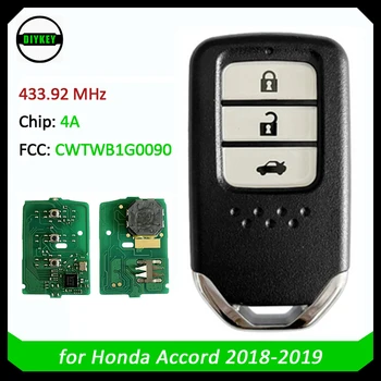 DIYKEY Интелигентни Ключ с дистанционно управление за Honda Accord 2018 2019 CWTWB1G0090 72147-TSV-W0 с 3 Бутона 4A Чип 433 Mhz