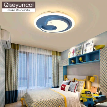 Qiseyuncai Детска стая led тавана лампа прости модерен, креативен карикатура пингвин делфин момче момиче спалня осветление