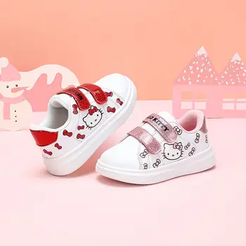 Sanrio Здравей Kittys Удебелена Спортни Обувки За Момичета Мультяшная Обувки С Ниски Берцем Студентски Аниме Универсална Малка Бяла Обувки Коледни Подаръци