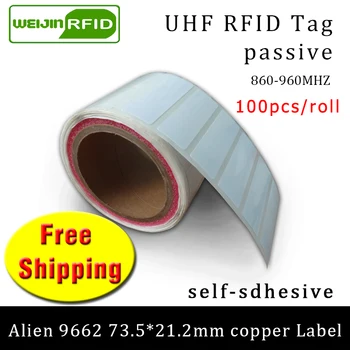 UHF RFID етикети EPC6C стикер Alien 9662 печатна медни издател 915mhz868mhz H3 100 бр. Безплатна доставка залепваща пасивни RFID етикет