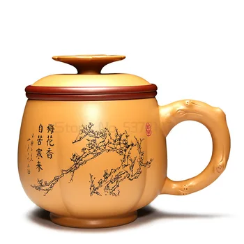 zisha duan глинена чаша чаша ръчна изработка чаена чаша с приготвяне на чай чаша вътре с надпис на Китайски кунг-фу офис чаша чай нова