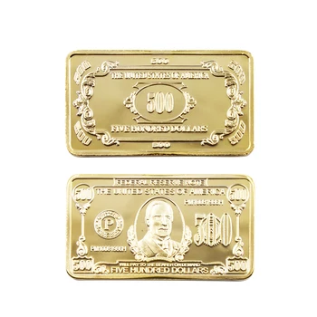 Американски 24-каратово Златно покритие Gold Bullion 500 щатски Долара Фалшив Блок Метални Изделия 500 щатски Долара Хартиени Пари Сувенирни Подаръци