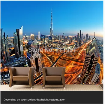 Безплатна доставка потребителски модерните 3D голям стенопис ТЕЛЕВИЗИЯ монтаж на стена на хола спални тапети небостъргачи в Дубай