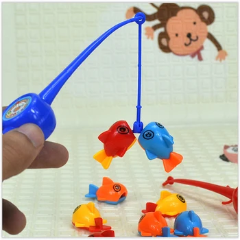 Детска Магнитна Риболов Родител-дете, Интерактивни Играчки за Игра на Деца 1 Пръчка 6 3D Риба Бебешки Играчки За Баня, Играчки За Открито