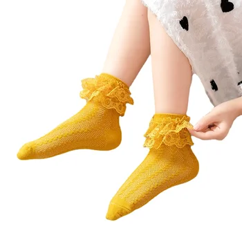 Детски чорапи от Памук, Пролетно-есенни Дантелени Чорапи за момичета, Чорапи за малки момичета, Детски чорапи