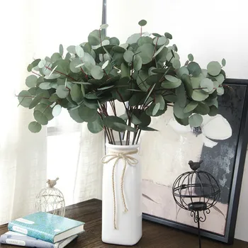 Дължина 63 см Имитация на Евкалипт изкуствени растения фалшива зелените декорация на дома, есенни декорации пластмасов цвете