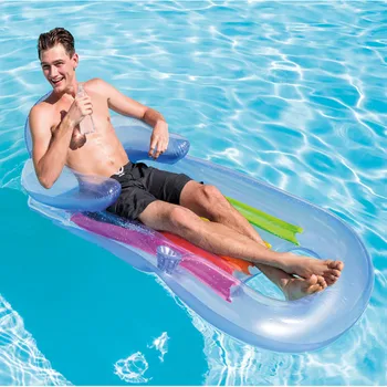 Екологично Чист PVC Плаващ Редица Надуваема Плаващ Легло Единична Воден Шезлонг За Почивка Сгъсти Плажен Мат