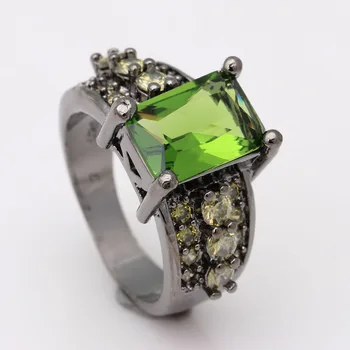 зелен пръстен върху пръста за жени ибей доставчик на черен пистолет 2016 дизайн гореща разпродажба CZ циркон годежен пръстен бижута