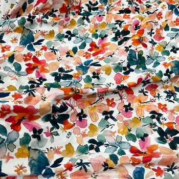 Имитированная коприна стрейчевая сатен живопис в стил цветен цветя модел цифрова печатна плат за дрехи чанти за домашен текстил