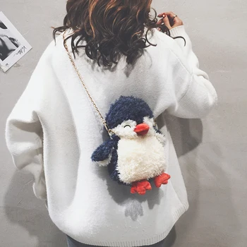 кандис ти! сладък плюшен играчка карикатура сладък пингвин мека кукла чанта през рамо чанта през рамото на едно момиче рожден ден Коледен подарък 1бр