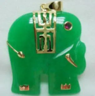 Красива Зелена Нефритови Висулка във формата на Слон безплатна доставка 2 елемента