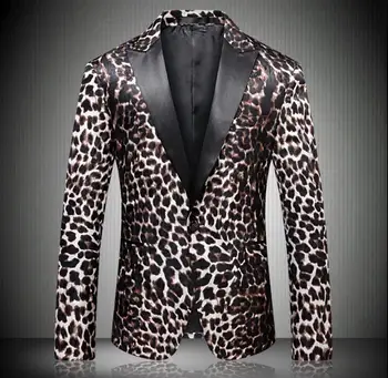 Леопардовая яке мъжки блейзър masculino slim fit casaco jaqueta masculina палто, мъжки костюми, ежедневни облекла с принтом младежка сцена