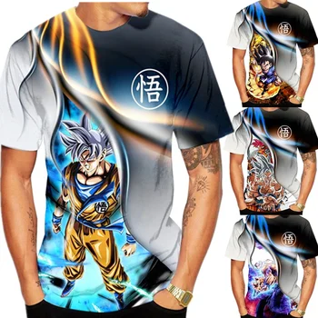 Лятна Мода за Мъже Дамски тениски С 3D Анимационни Принтом Dragon Ball Z Harajuku, Ризи с Къс Ръкав, по-Големи Размери, Дрехи За Двойки За Юноши