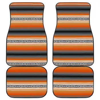 Мексиканското Одеяло Оранжев Сив Черен Модел 01 Автомобилни Стелки Комплект от 4 на Предните и задните