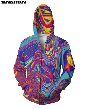 Модерен Мъжки Дрехи, Якета с цип, с 3D Принтом, Струящиеся Цветове, Блузи, Блузи, Потници, Hoody с качулка, Големи Размери 6XL 7XL