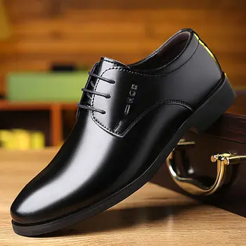 Мъжки модел обувки С ниски Берцем в бизнес стил От Лачена кожа, Нескользящие Oxfords, Дишащи Модни Пролетни Нови homme chaussure