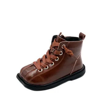 Обувки за момичета Есен 2022 г. с Нова Детски обувки с квадратни пръсти в британския стил Тънки обувки за момчета Модни детски обувки за бебета 21-30