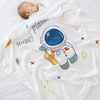 Одеало за свободни новороденото на лято, материали от бамбуково влакно, мека дышащее впитывающее одеяло за свободни Детето 110*110 см, 2 слоя