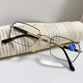 Полигональные Модни Прости и Удобни очила за четене с многослойно покритие без рамки +0,75 до +4