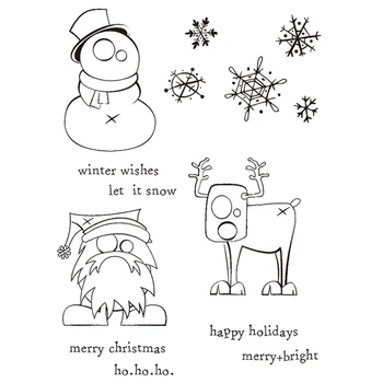 Приятен Лосове Дядо Коледа Зимна Снежинка Звезда Декоративни 2021 Нови Прозрачни Печати за Направата на Коледни Хартиени Картички Без Режещи Удари