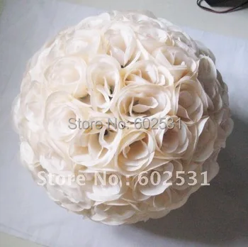 Сватбена топка с цветя за целувки с диаметър 30 см, бежов, празнични украси, украси за партита, централните части на сватбена маса, цвете, БЕЗПЛАТНА ДОСТАВКА