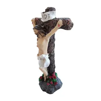 Скулптура Фигурки Смола Кръста На Исус Дребничка За Декорация На Дома Статуята На Исус Христос Мери Джоузеф Миникартинка