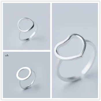 Сребърни пръстени, сватбени услуги Кух Сърцето Цветове кръгли регулируеми пръстени За подаръци, Бижута Коктейльной Партита оптовое пръстен