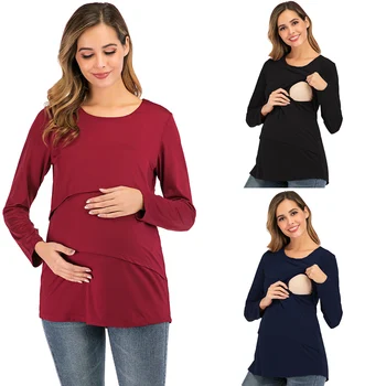 Тениска за бременни Жени, Майки, Бременни, Кърмещи, Блузи с Дълги Ръкави, Maternidad Ropa Lactancia, Тениска за Кърмене, Блуза