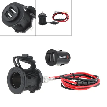 Универсален Черен 12 Водоустойчиви Запалки GPS Гнездо Двойно USB Зарядно за Кола за Мобилен Телефон, Зарядно Устройство, Адаптер за Кола, Мотоциклет