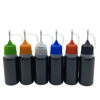 Флакон PE бутилки игла PE 300pcs 10ml черен мек пластмасата е мека за течно празен Контейнер
