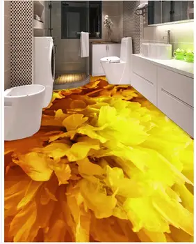 Фото тапет за пол 3d стереоскопични Златни цветя пол водоустойчив PVC настилки За поръчка на Снимка самоклеящийся пол 3D
