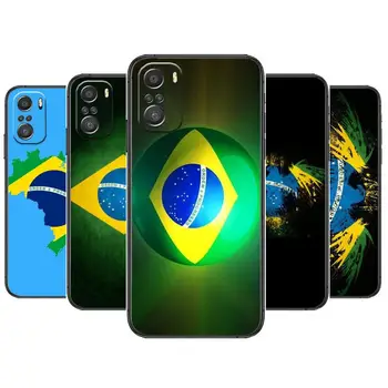 Футболен флаг на Бразилия За Xiaomi Redmi Note 10S 10 9T 9S 9 8T 8 7S 7 6 5A 5 Pro Max Мек Черен Калъф за вашия телефон