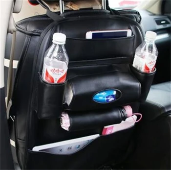 Чанта-Органайзер За Съхранение на Облегалката на столчето за кола, стойка За Телефон iPad, Кожена Чанта С Множество Джобове