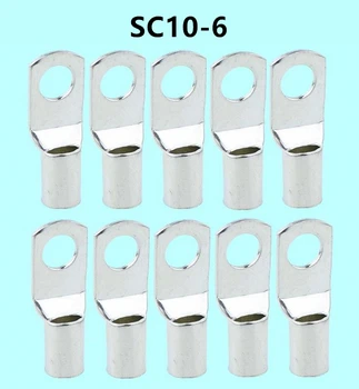 Чисто нов SC10-6 Отвора за Болта Луженая Медни Кабелни накрайници комплект Клеми клеми за Проводници конектор